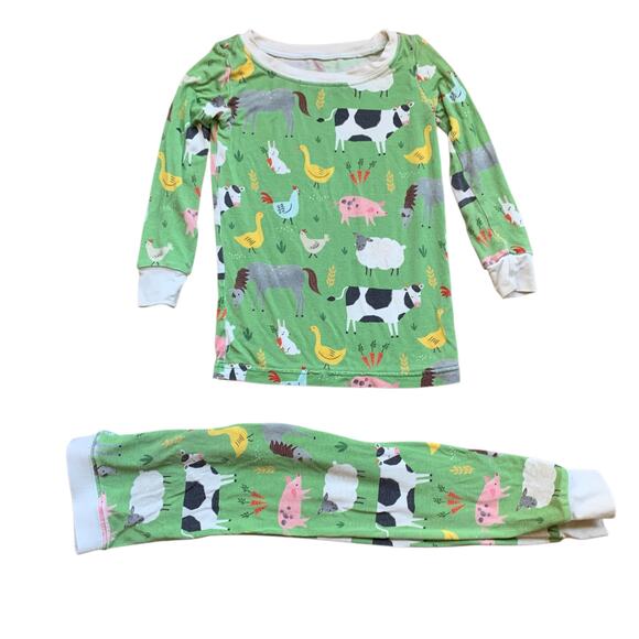 Little Sleepies Green Farm Animals Pajamas - Picture 2 of 10